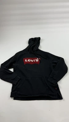 Levi's Hoodie Mens Large Black Red Logo Pullover Sweatshirt Fleece Pocket Casual - Image 1 of 4