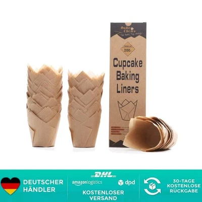 Papier Muffinförmchen Tulpen 200 Stück unbleicht flexibel Backformen - Bild 1 von 2