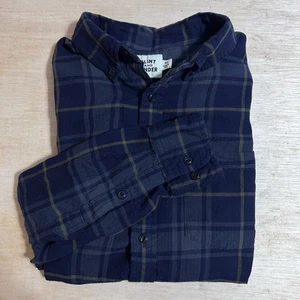 Huckberry FLINT AND TINDER Organic Cotton M Flannel Shirt Blue Plaid Outdoor - Picture 1 of 7