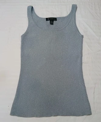 Camiseta sin mangas para mujer INC. tejida mezcla de seda talla pequeña azul hielo tejido brillante  Foto 1 de 4