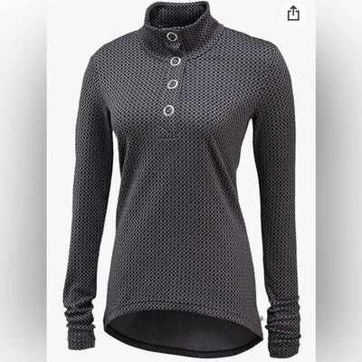 Merrell Indira Snap Placket Pullover Shirt Hi-Low Hem Gray Black Size Large - Image 1 of 4