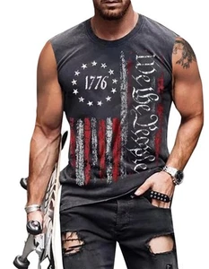 4th of July Shirts Mens Muscle Tank Top 1776 Sleeveless Graphic Gym Workout U... - Picture 1 of 6