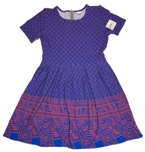 LuLaRoe Damen Kleid Größe 3XL Amelia blau rosa Punkte Taschen getaucht 3X 24/26 Neu mit Etikett - Bild 1 von 4