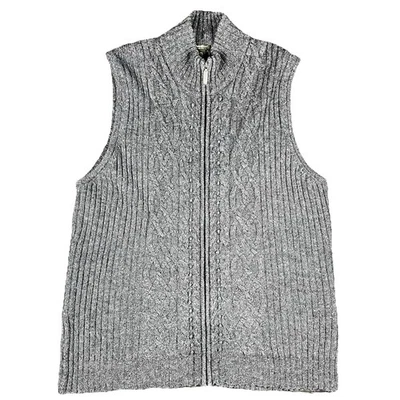 Suéter Chaleco Eddie Bauer Mujer Mezcla Lana Talla 2X Gris Grueso Cable Tejido Cremallera Foto 1 de 4