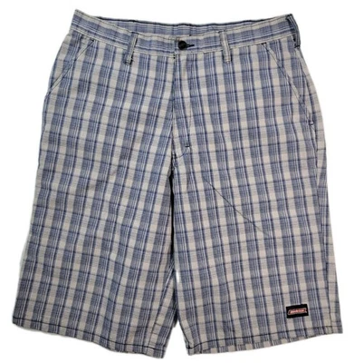 Dickies Plaid Shorts Mens Size 32 Blue Gray Cotton Blend Casual Classic Style - Image 1 of 4