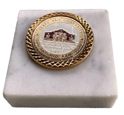 Pisapapeles Texas A&M University San Antonio Club 1921 base de mármol torre Álamo Foto 1 de 4