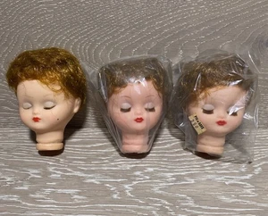 3 Vintage Gummi Gesicht Kopf Puppenherstellung Handwerk Hongkong - Bild 1 von 8