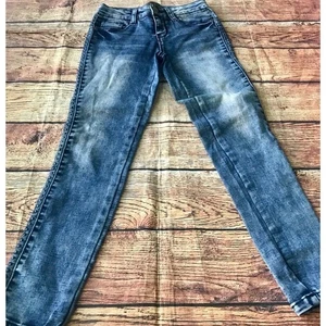 Vanilla Star Girls Straight Leg Jeans Blue Light Wash Embellished Stretch 8 - Picture 1 of 11