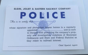 Carta d'identità vintage EJ&E polizia ferroviaria 1968 inutilizzata da ritirare - Foto 1 di 6