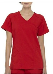 Scrubstar Premium Stretch Scrub Women S Small Mock Wrap Chili Red (orange) - Picture 1 of 8