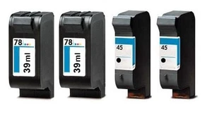 4 x Cartucce per HP Deskjet 930c 959c 960c 970c 980c 990c/45 + 78 Super XXL - Bild 1 von 1
