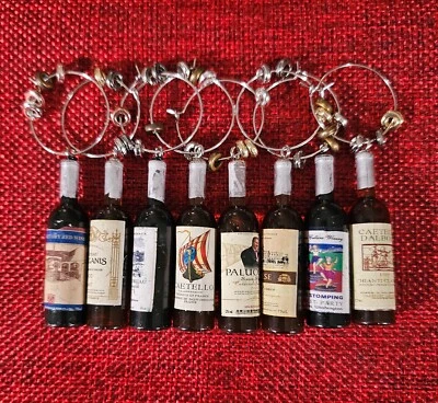 Dijes de vidrio con tallo de vino a elegir etiquetas de bebida bolsa de 8-12 piezas fiesta regalo Foto 1 de 4