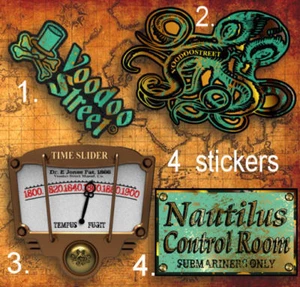 Steampunk Adesivo Confezione, Tempo Viaggio, Nautilus, Occulto, Rusty, Octopus, - Picture 1 of 1