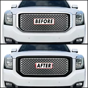 Superposición de apagón de eliminación de cromo para 2015-20 GMC Yukon parrilla frontal borde exterior - Imagen 1 de 5