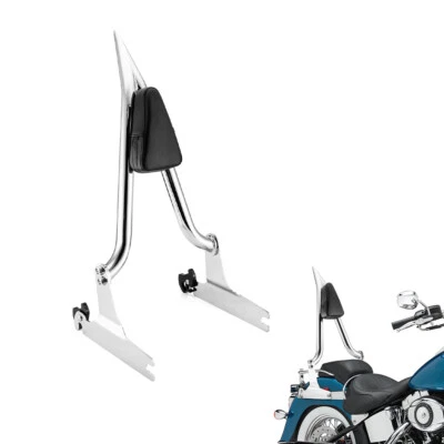 23" Chrome Backrest Sissy Bar Pad For Harley Softail Standard Deluxe FLSTN FLSTF - Image 1 of 4