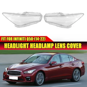 Left +Right Clear Front Headlight Headlamp Lens Cover FOR 2014-2021 Infiniti Q50 - Picture 1 of 8