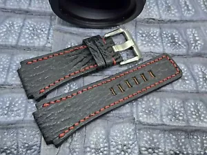 Cinturino per orologio 24 mm/24 mm pelle di squalo esotico in pelle design minimalista su misura - Foto 1 di 9