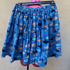 Fish Full Skirt Woman Blue Vintage Retro Pin Up Rockabilly Short Full XL 1XL
