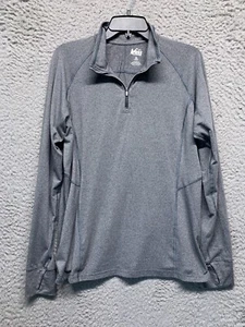 REI Co Op Womens XL Shirt Gray Quarter Zip Long Sleeve Thumb Holes Pullover - Picture 1 of 8