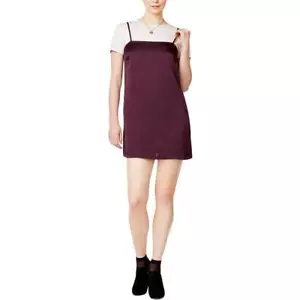 Kensie New Women's Layered Short Sleeve Shift Slip Dress Purple Mini Size M $69 - Picture 1 of 2
