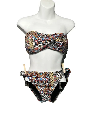 Bikini para mujer Mossimo geométrico colorido tribal 2 piezas talla L-Xl playa lago piscina Foto 1 de 3