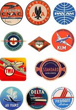 Vintage Style Airline Travel Suitcase Luggage Labels Set Of 11 vinyl stickers