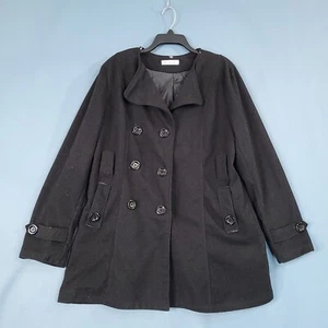 Abrigo de mujer de doble botonadura forrado manga larga negro talla 2XL - Imagen 1 de 9