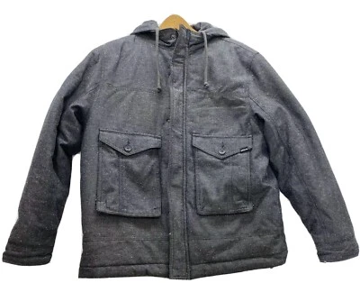 Quiksilver серый твид изолированный с капюшоном пуховик пальто куртка XL зимнее тяжелое пальто - Изображение 1 из 4