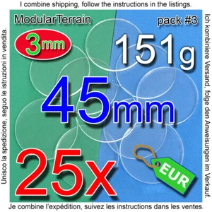 25x 45mm ROUND BASE 3mm CLEAR ACRYLIC REDONDA METACRILATO TRANSPARENT SOCLE ROND - Imagen 1 de 3