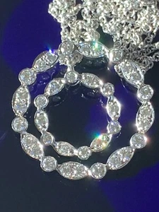 Tiffany & Co Platinum Jazz Swing Diamond Double Circle Pendant Necklace .45 TCW - Picture 1 of 14