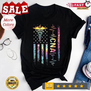 CNA American Flag T-Shirt, Tie Dye Certified Nursing Assistant Shirt, CNA T-S... - Picture 1 of 20