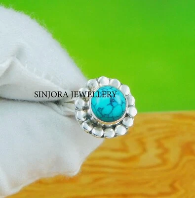 Turquoise Gemstone 925 sterling silver handmade Gift Ring US size 5 to 13 - Image 1 of 4