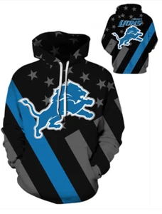 Detroit Lions Large to 3X-Large Unisex Hoodie (Run Small Men's Size Up) - Picture 1 of 4