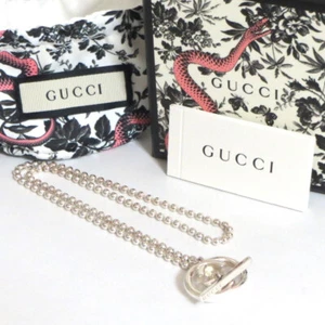 Auth Gucci Double G Britt Toggle Necklace Sterling Silver Good in Box 2024 Model - Picture 1 of 23