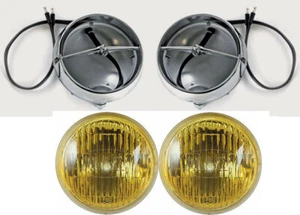 NEW! 1965 - 1966 - 1967 Mustang GT Fog Light Lamps Housings Amber Bulbs Set of 2 - Picture 1 of 8