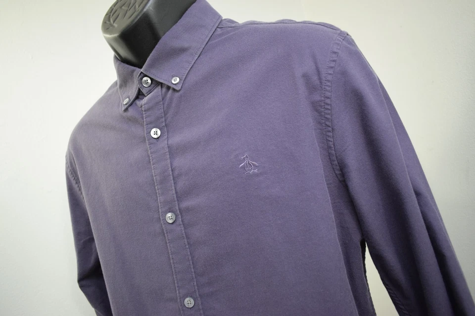 Penguin Dres Shirt Purple Heritage Slim Fit Stretch Long Sleeve Mens Size Large - Image 1 of 4