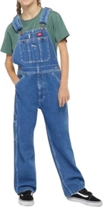 Dickies Boys or Girls Denim Jean Overalls Youth Size M Stone Washed Indigo Blue - Picture 1 of 7