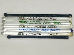 8 - Vintage Advertising Glass Swizzle Sticks, New York & Baltimore - Picture 1 of 11