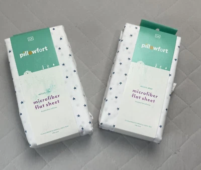 Sábana Pillowfort Tamaño Completo Sábana Plana Microfibra Azul Estrella 81" X 96" Foto 1 de 4