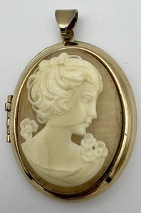 *Cameo /Foto Anhänger Vintage , wunderschön Gearbeitet, 5 x 4 cm Naturstein EE35 - Bild 1 von 3