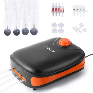 4W/5W/8W Aquarium Corded Electric Air Pump, 96GPH/160GPH/256GPH Dual Outlets ... - Picture 1 of 6