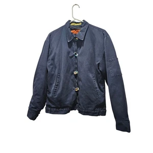 Vintage Red Cap Blue Full Zip Mechanic Work Quilted Lined Jacket Mens M Workwear - Picture 1 of 9