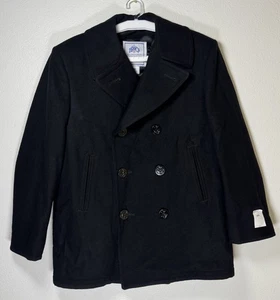 US Navy Men's DSCP Quarterdeck Collection Wool Pea Coat Overcoat Size 40S Black - Picture 1 of 16