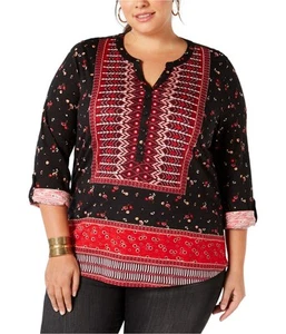 Style & Co. Womens Printed Roll-Tab Tunic Blouse - Picture 1 of 3