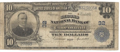 CH 32 1902 $10 Second National Bank of Cincinnati, OH OHIO National Banknote - Image 1 of 2