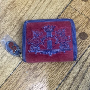 Juicy Couture Pam Gela Scottie Dog Zip Around Velour Wallet Maroon New With Tags - Picture 1 of 10