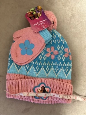 Disney Princesa Niñas Rosa 2 Piezas Gorro Sombrero Guante Conjunto Azul Nuevo con Etiquetas Envío Gratis  Foto 1 de 4