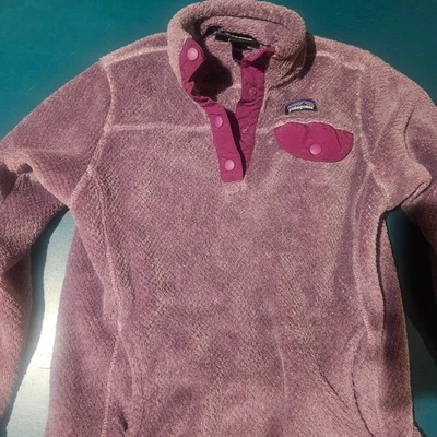 Chaqueta Patagonia Niñas M 10 Púrpura A Presión T Vellón Suéter Difuso Aire Libre Senderismo Foto 1 de 4