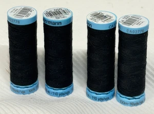 Gutermann Silk S 303 100% Silk Thread 110 yds Col. 000 Black lot of 4 - Picture 1 of 6