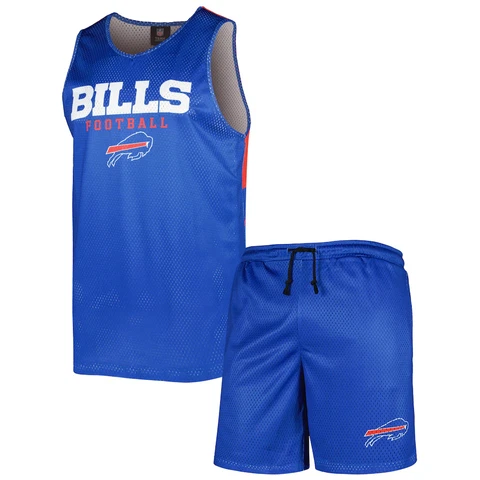 Buffalo Bills NFL Colorblock V-Neck Sleveless Mesh Tee & Mesh Shorts Set FREE Cover